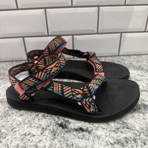 Teva Women's 9 Original Universal‎ Hiking Sandals Pink Black Hook Loop Aztec